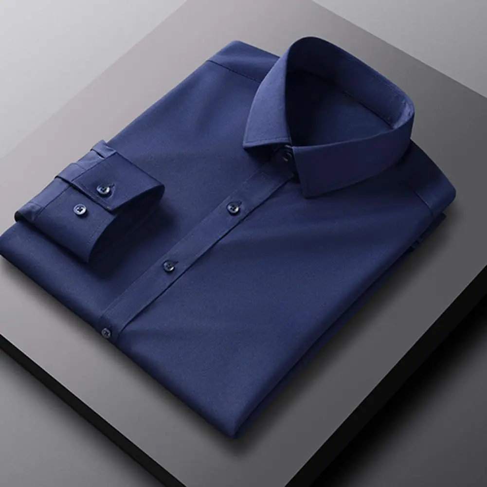 Cool Comfortable Men Top Men Polyester Dress Shirt Elegant Men's Long Sleeve Dress Shirts for Work Interviews Weddings for Men