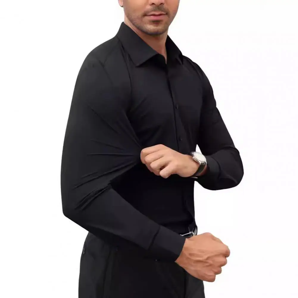 Cool Comfortable Men Top Men Polyester Dress Shirt Elegant Men's Long Sleeve Dress Shirts for Work Interviews Weddings for Men