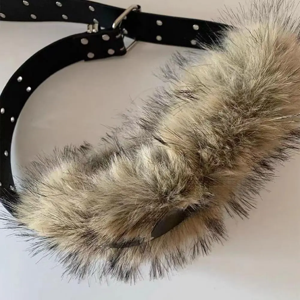 Women Belt Jeans Belt Stylish Women's Adjustable Imitation Leather Belt with Faux Fur Decor Fashionable Dress Shirt for Women's