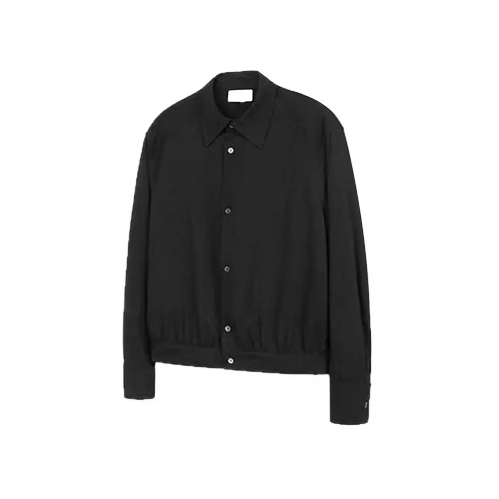 Versatile Men Shirt Men Lapel Shirt Men's Lapel Long Sleeve Single-breasted Shirt Lightweight Spring Outerwear for Quick-drying