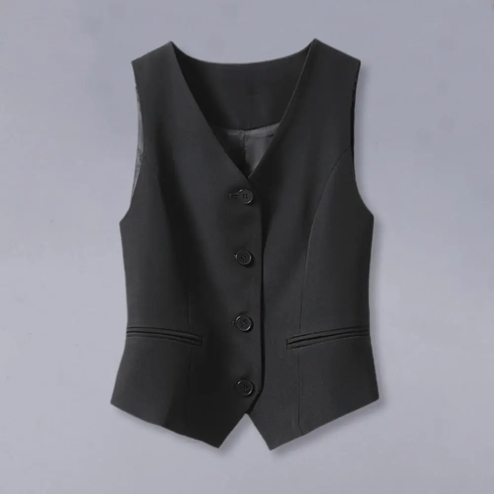 Lady Waistcoat Korean Style Commute 2025 Women Single-breasted Waistcoat V Neck Sleeveless Casual Casual slim fit summer Vest