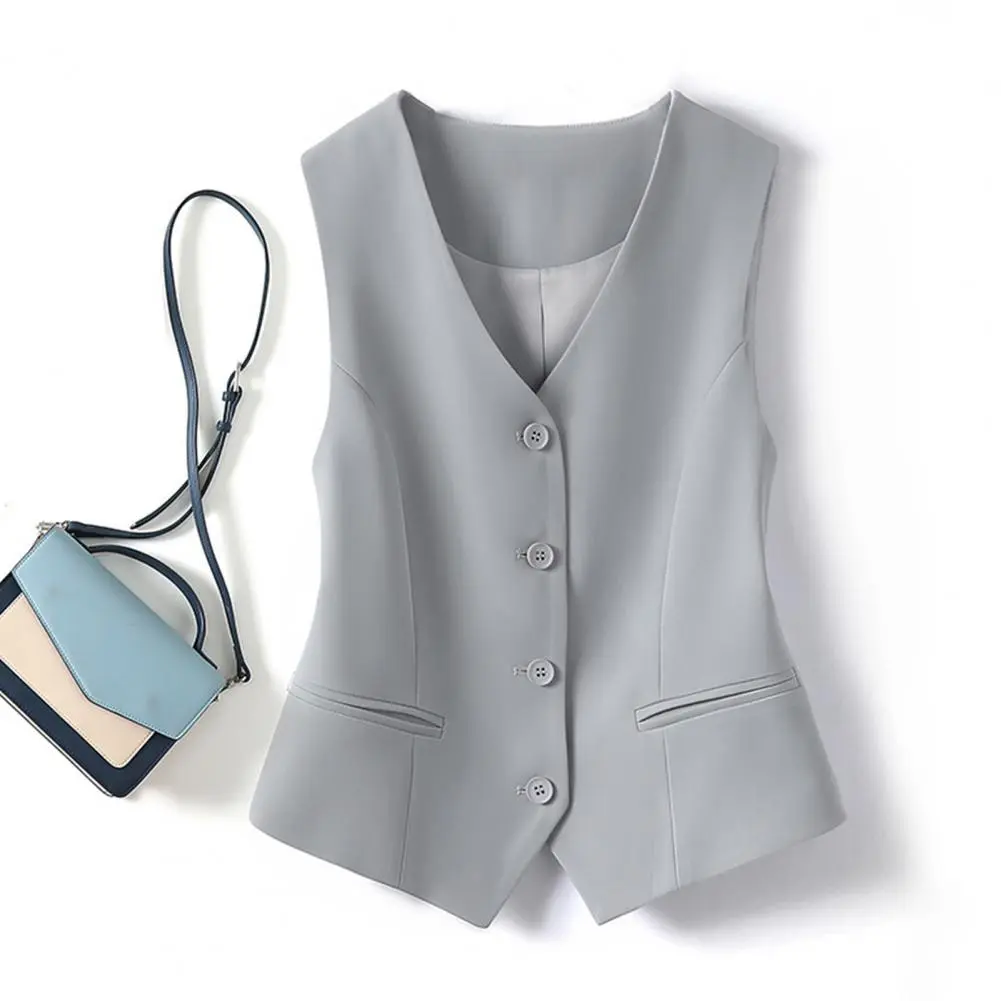 Lady Waistcoat Korean Style Commute 2025 Women Single-breasted Waistcoat V Neck Sleeveless Casual Casual slim fit summer Vest