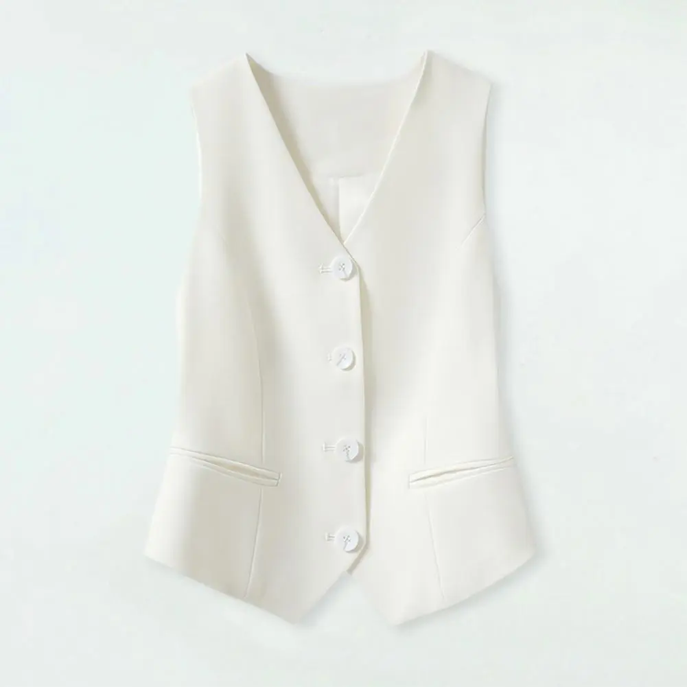 Lady Waistcoat Korean Style Commute 2025 Women Single-breasted Waistcoat V Neck Sleeveless Casual Casual slim fit summer Vest