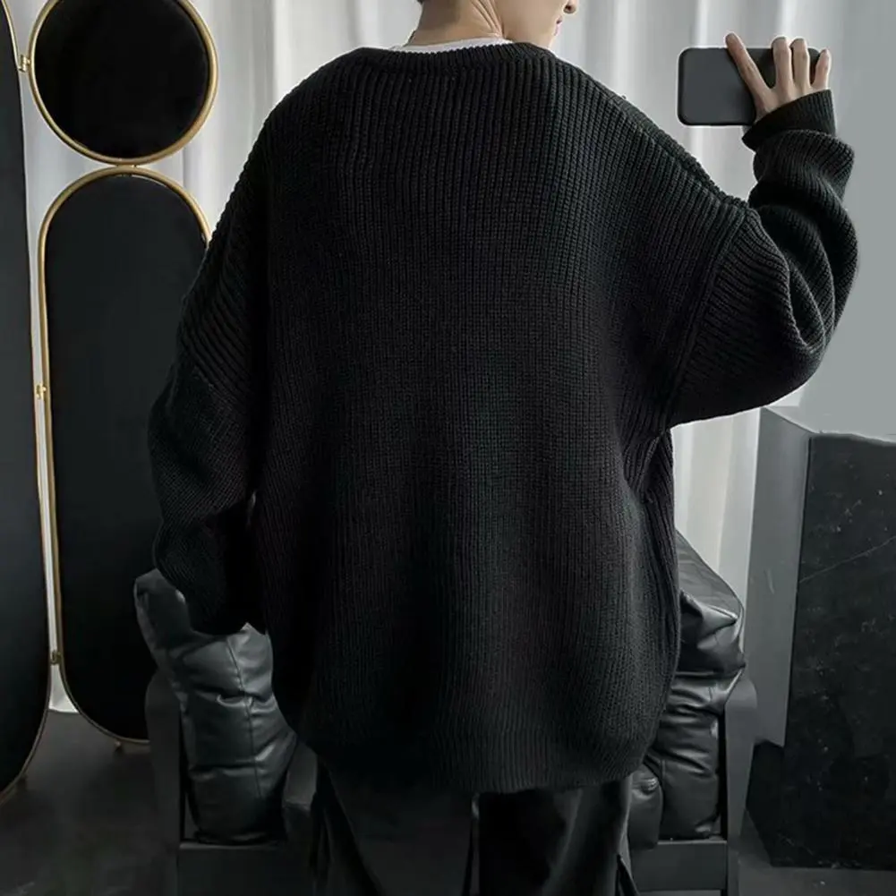Men Pullovers Korean Fashion Young Style Sweaters Men Autumn Solid Color Knitted Sweaters Slim Fit Mens Clothes Men Street Wear