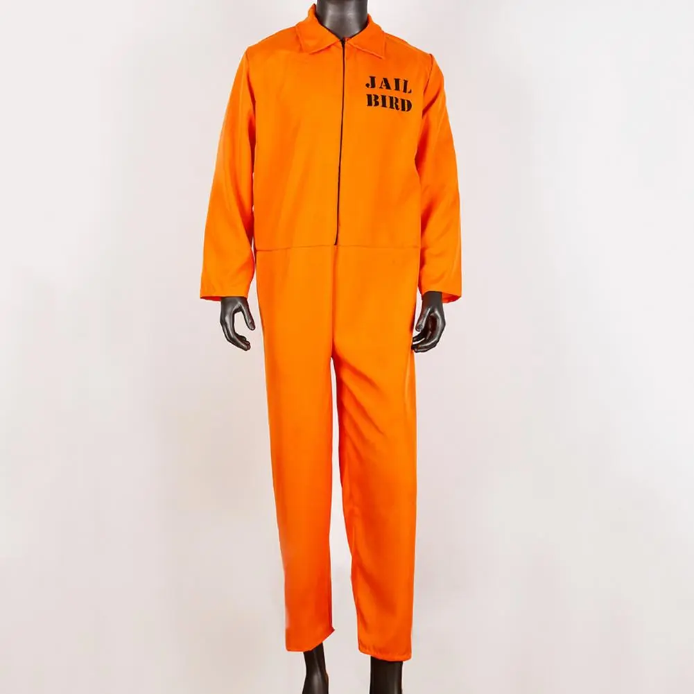 Prisoner Cosplay Jumpsuit with Manacle Unisex Children Adult Role Play Outfit Lapel Zipper Festivals Parties Shows Costume