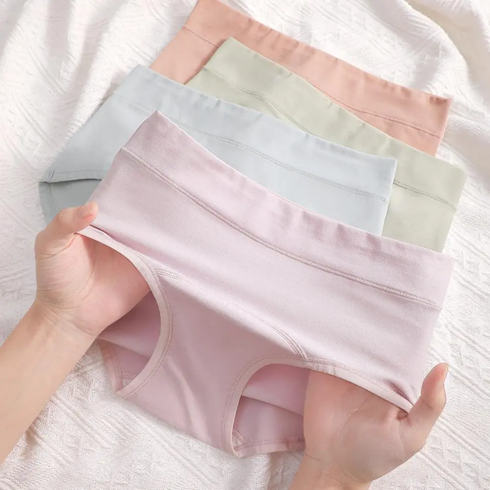 Elastic Breathable Panties Women Cotton Panties Full Coverage Cotton Underwear for Women Breathable Mid Waist Panties with Body