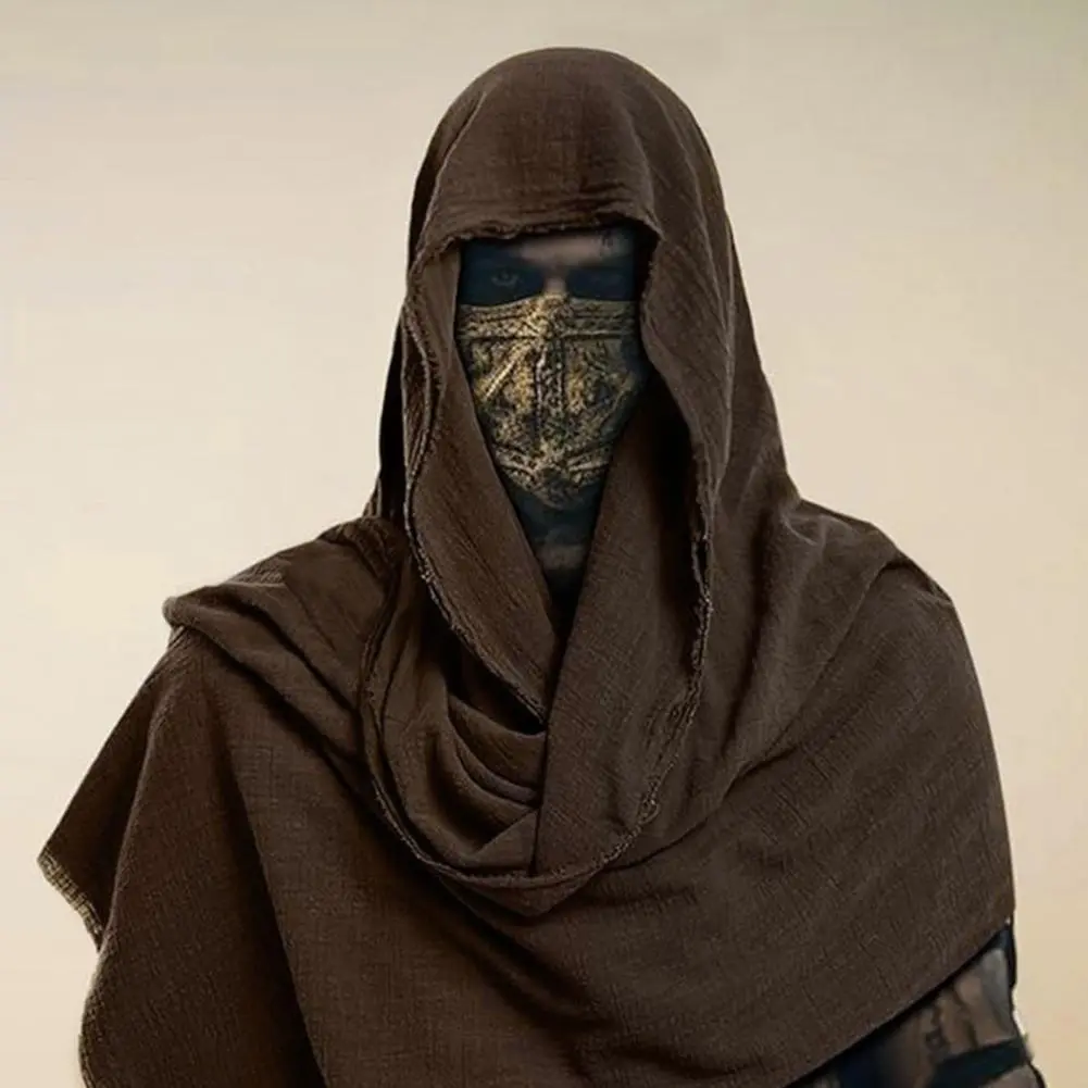 Men's Medieval Pirate Retro Hood Scarf Medieval-themed Halloween Props Festive Knight Belt Wristbands Scarf Set Masquerade Wrap