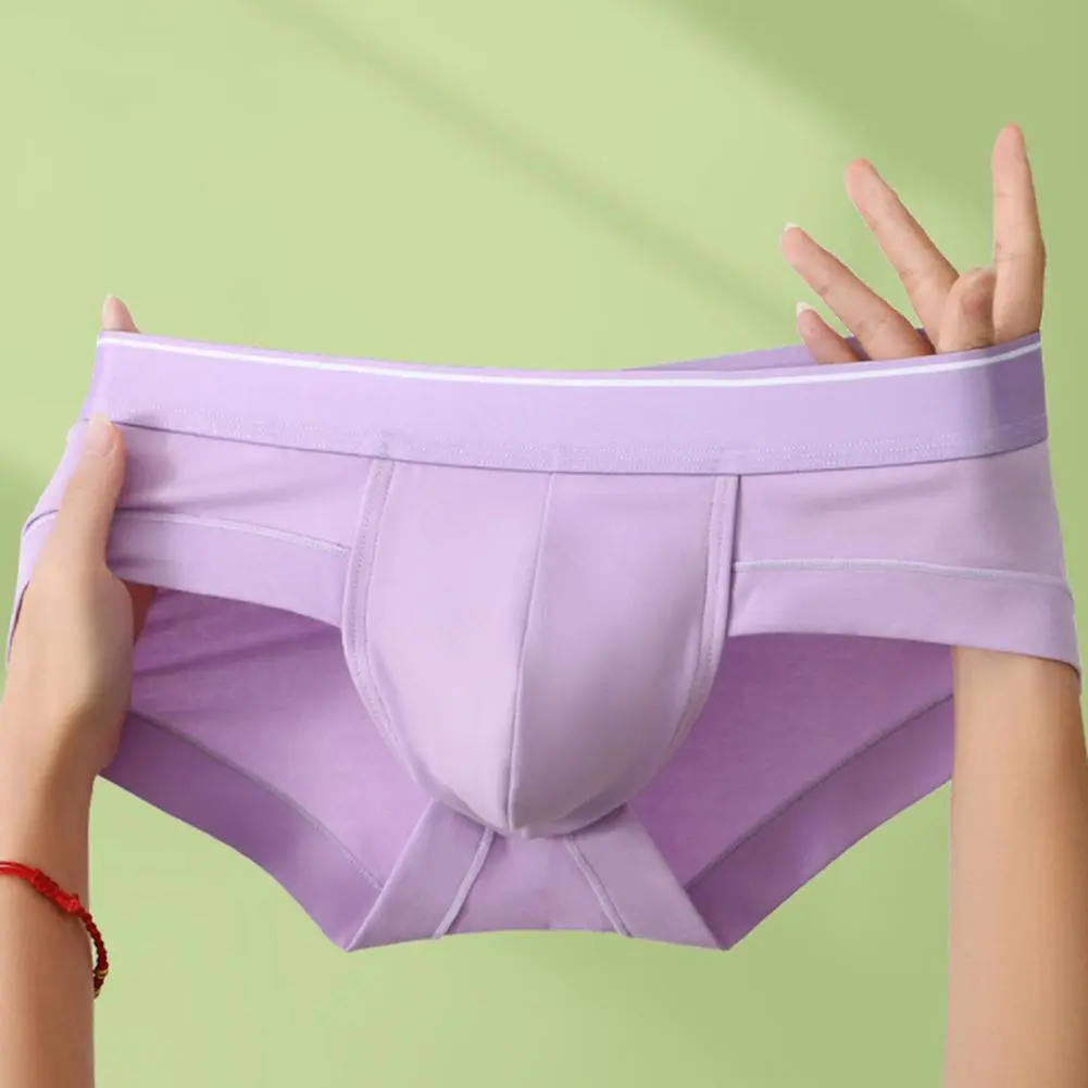 2025 M-3XL Men Slim Fit Underwear Low-rise Solid Color Briefs Big U-convex Design Elastic Waistband Breathable Sexy Panties