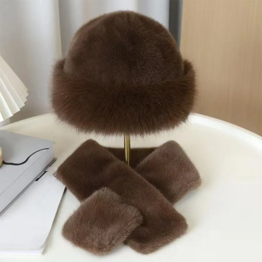 High-quality Hat Scarf Breathable Hat Scarf Cozy Winter Fuzzy Hat Scarf Set for Women Faux Fur Collar Wrap with for Cold