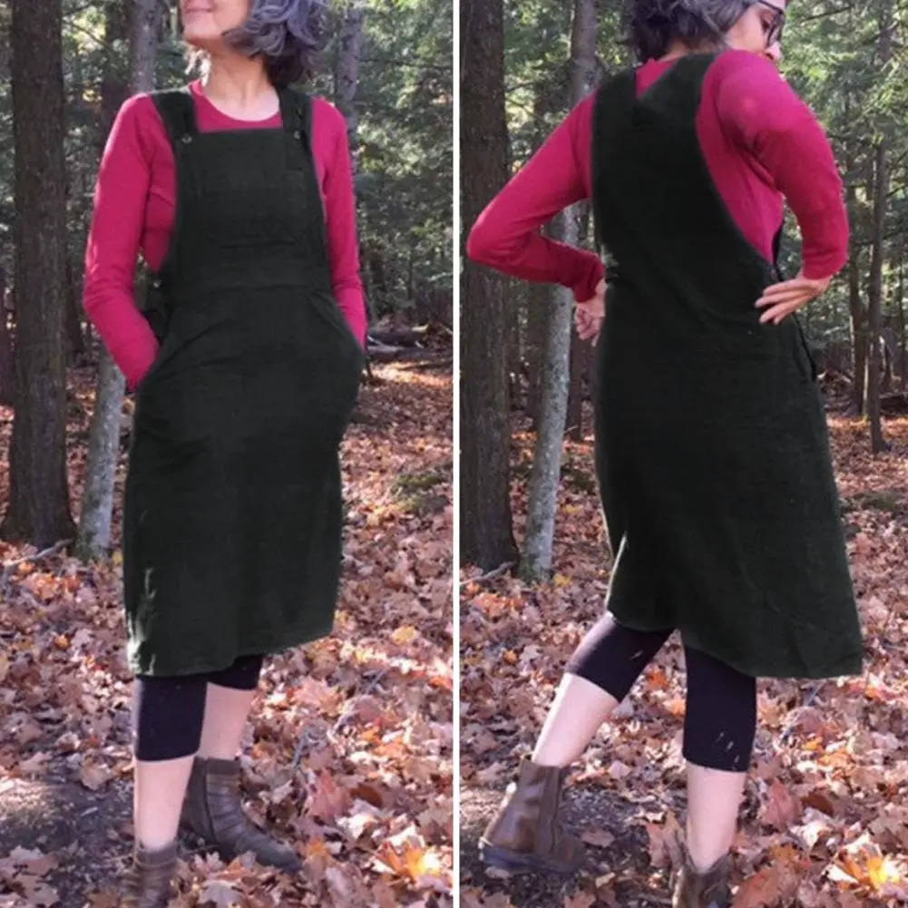 Women Cotton Linen Dress Sleeveless Strap Vintage Button Details Dress Solid Color Loose Leisure Party Slimming Dress Streetwear