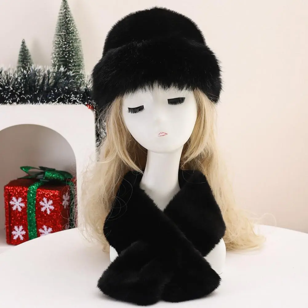 High-quality Hat Scarf Breathable Hat Scarf Cozy Winter Fuzzy Hat Scarf Set for Women Faux Fur Collar Wrap with for Cold