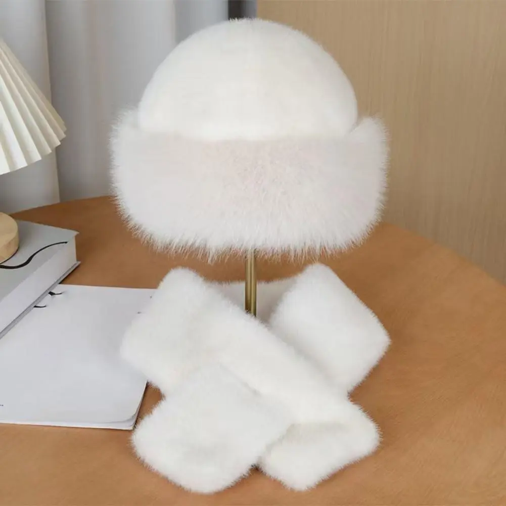 High-quality Hat Scarf Breathable Hat Scarf Cozy Winter Fuzzy Hat Scarf Set for Women Faux Fur Collar Wrap with for Cold