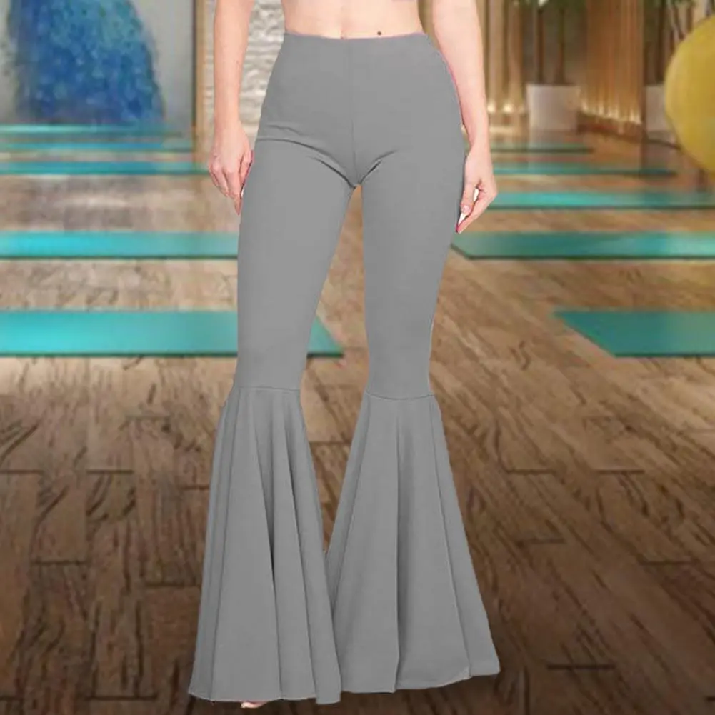 Fish Tail Women Pants High-Waist Control Tummy Hip Lifting Mermaid Pants Skinny Women Flared Yoga Dance Pants Streetwear