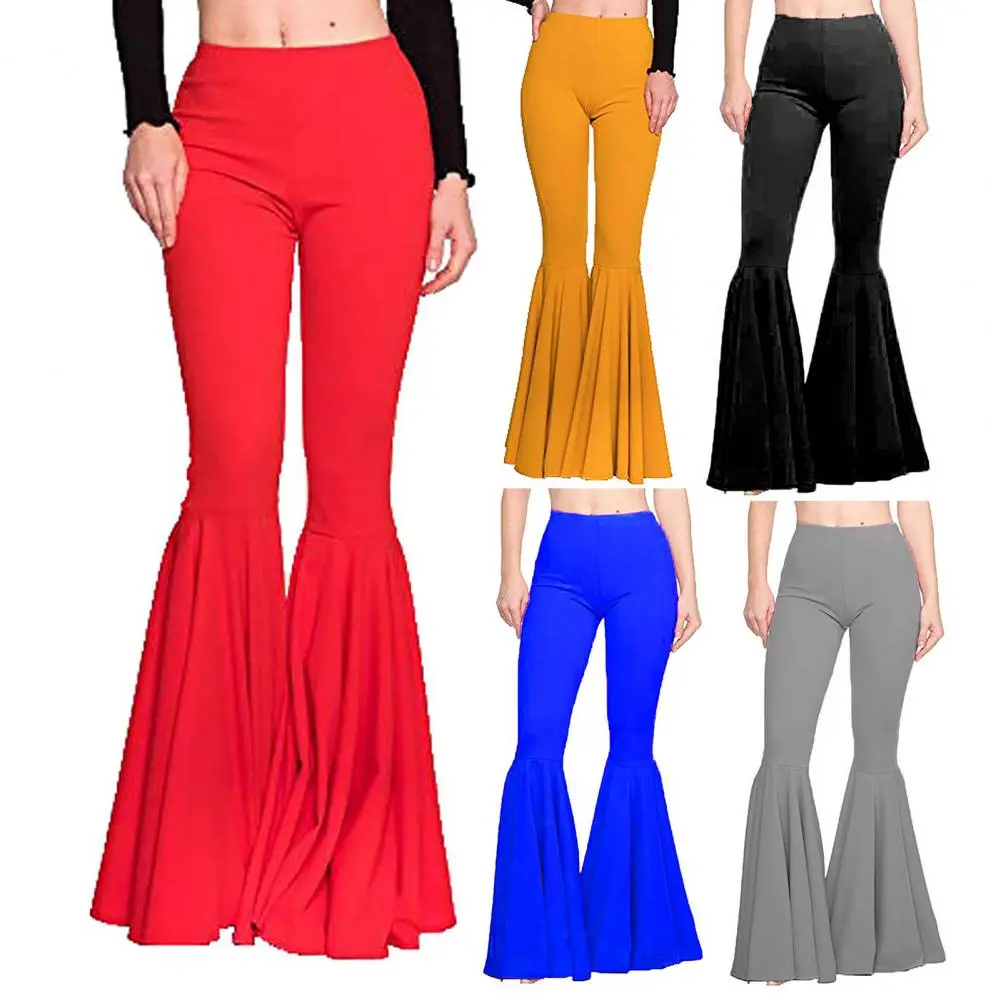 Fish Tail Women Pants High-Waist Control Tummy Hip Lifting Mermaid Pants Skinny Women Flared Yoga Dance Pants Streetwear