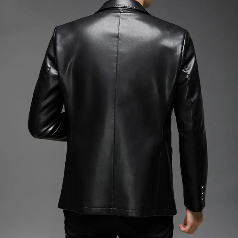 Classic Lapel Buttons Men Jacket Spring Autumn Fake Leather Men Jacket Fashion Tailored Fit Men Jacket Men s Clothing