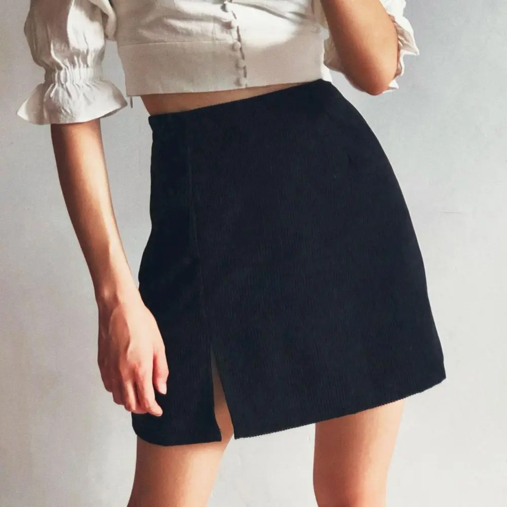 Goth High Waist Micro Skirt Harajuku Mini Skirt Punk style E girl Corduroy A line Summer Ribbed Straight Skirt Short Skirt