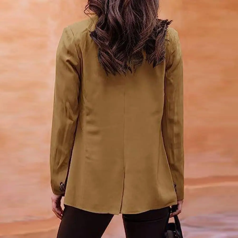 Women s Blazers Women Lapel Long Sleeve Single Button Flap Pockets Business Office Suit Coat Solid Color Casual Jackets