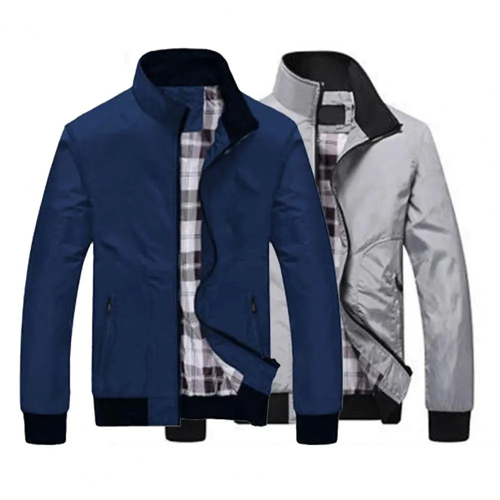 Men Jacket Stand Collar Pockets Streetwear Men Coat Autumn Mens Bomber Jackets Casual Male Outwear Windbreaker Jacket Mens Coat
