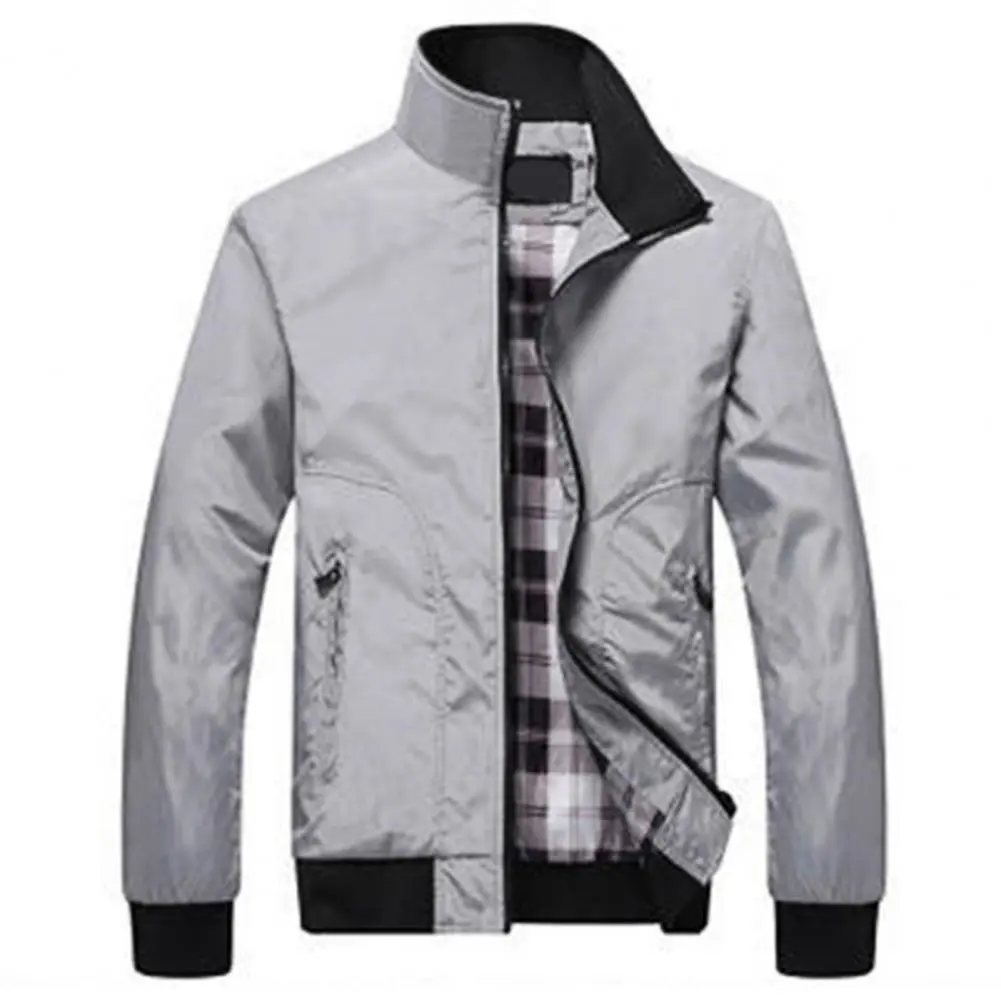 Men Jacket Stand Collar Pockets Streetwear Men Coat Autumn Mens Bomber Jackets Casual Male Outwear Windbreaker Jacket Mens Coat