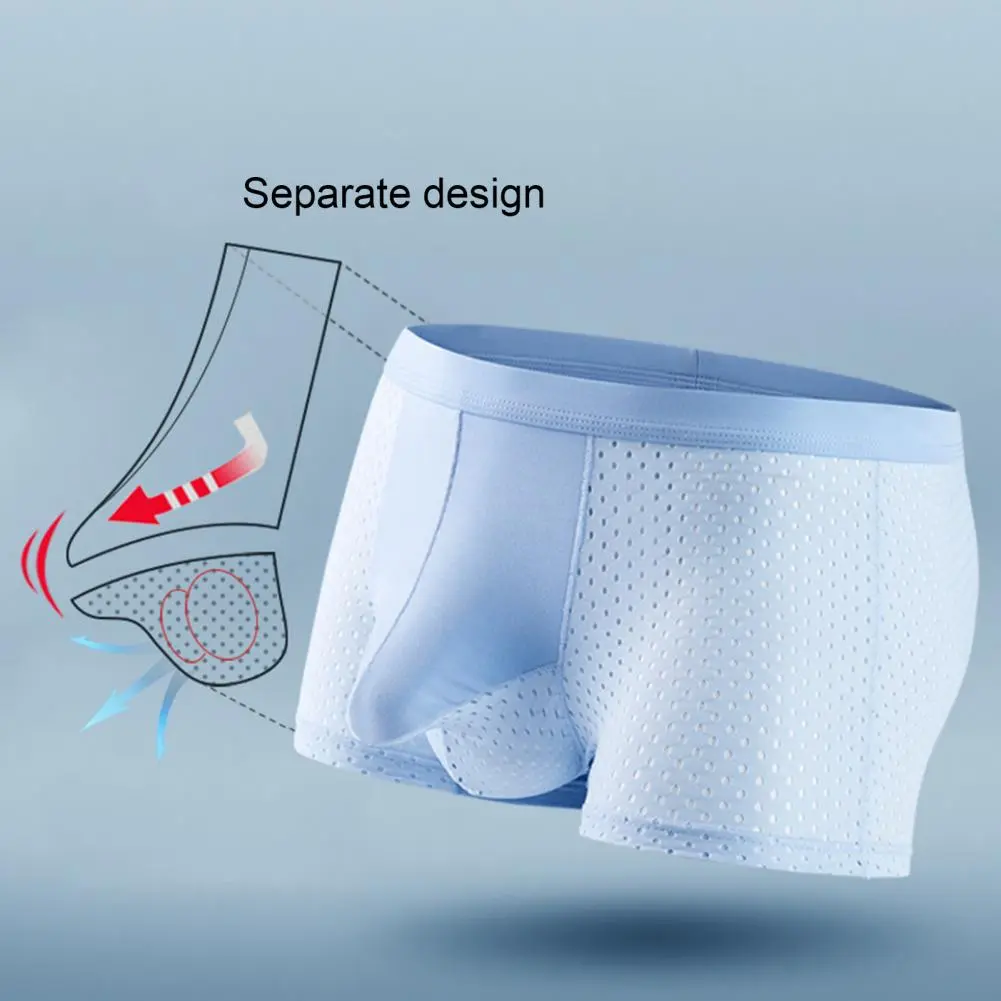 2025 M-3XL Men Boxers Elephant Nose Thin Seamless Ice Silk Hollow Mesh High Moisture-wicking Men Underpants Sport Underwear