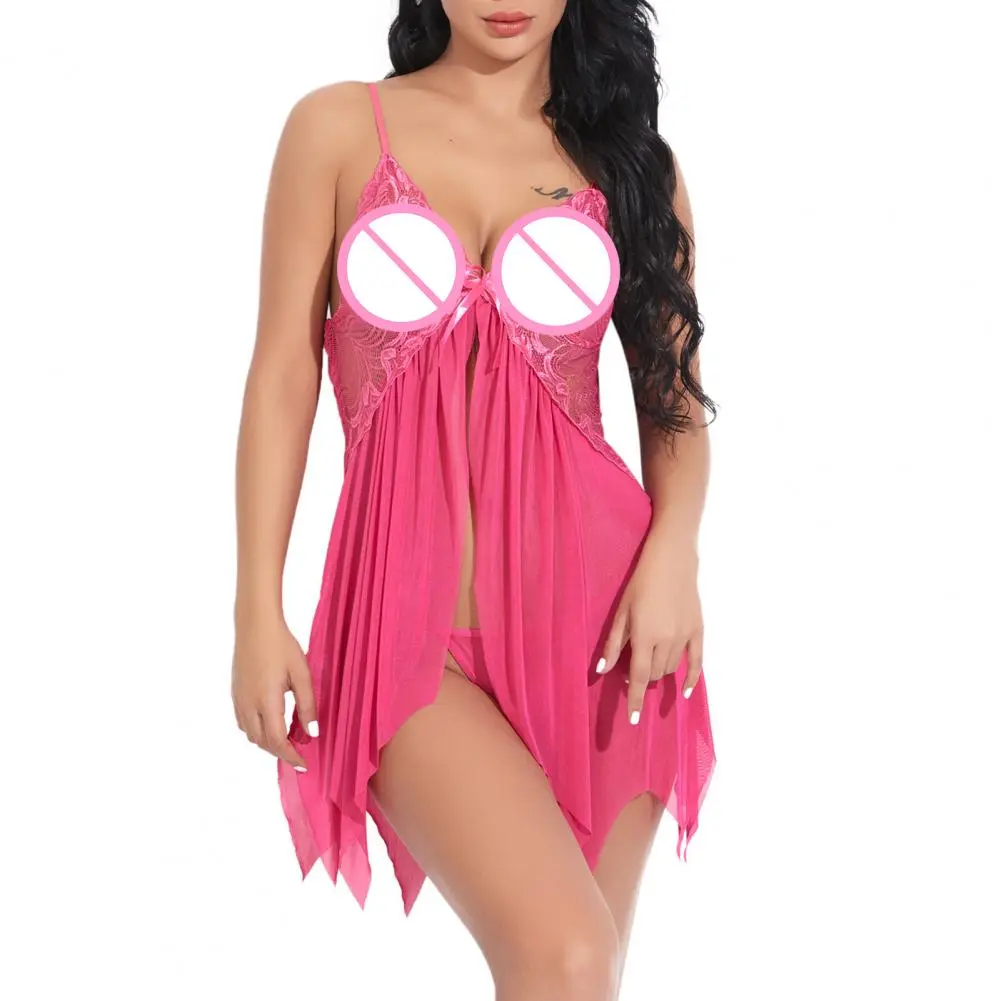 Sexy Lingerie Women Night Dress Night Dress Pajamas Lace Night Dress Erotic Costumes Female Underwear Nightgown G-string Suit