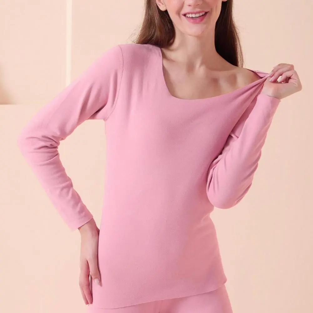 2025 Women Winter Pajamas Set Pullover Winter Underclothes Solid Bottoming Underwear Set Thermal Underwear Sets Women Long Johns