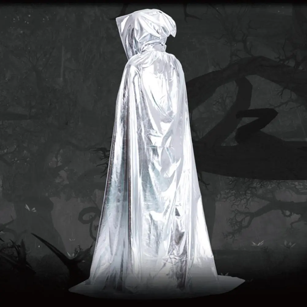 2023 Shiny Halloween Cloak Party Cosplay Adult Kids Long Witchcraft Robe Hood Cloak Cosplay Medieval Cloak Masquerade Costume