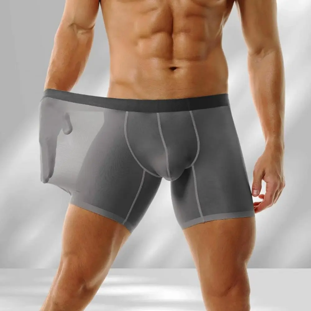 Men Boxer Underwear Delicate Fabric Boxers Men's Seamless Breathable Boxer Shorts with U-convex Design Patchwork for Comfort