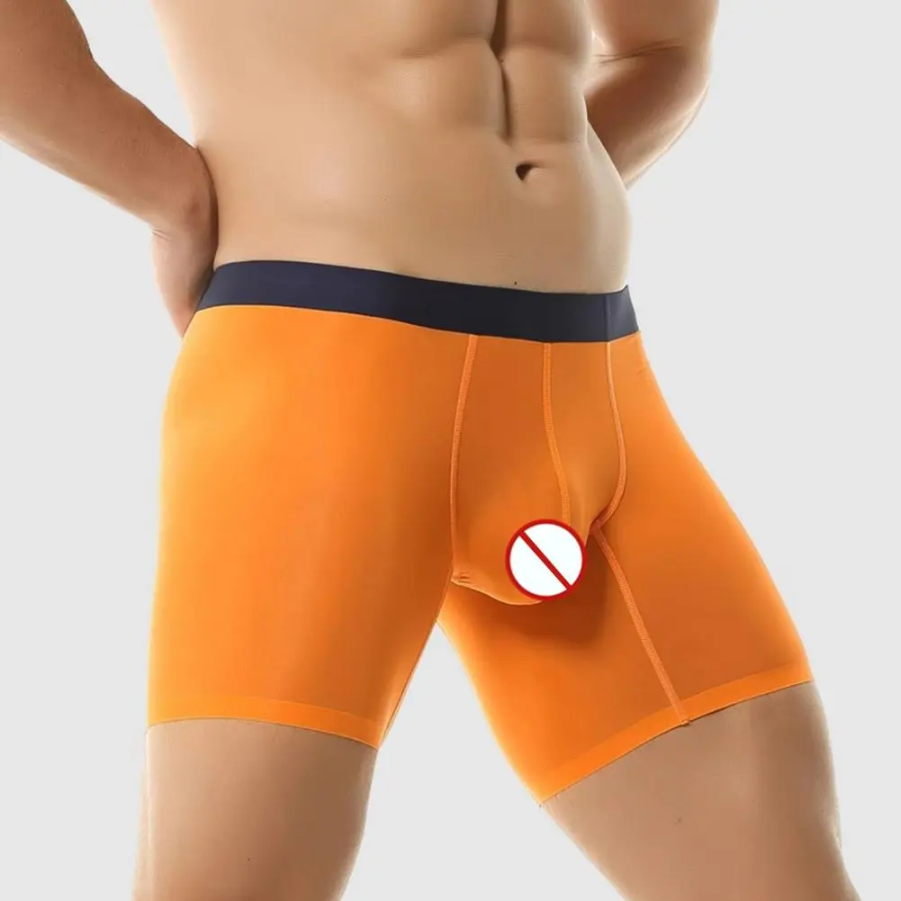 Men Boxer Underwear Delicate Fabric Boxers Men's Seamless Breathable Boxer Shorts with U-convex Design Patchwork for Comfort