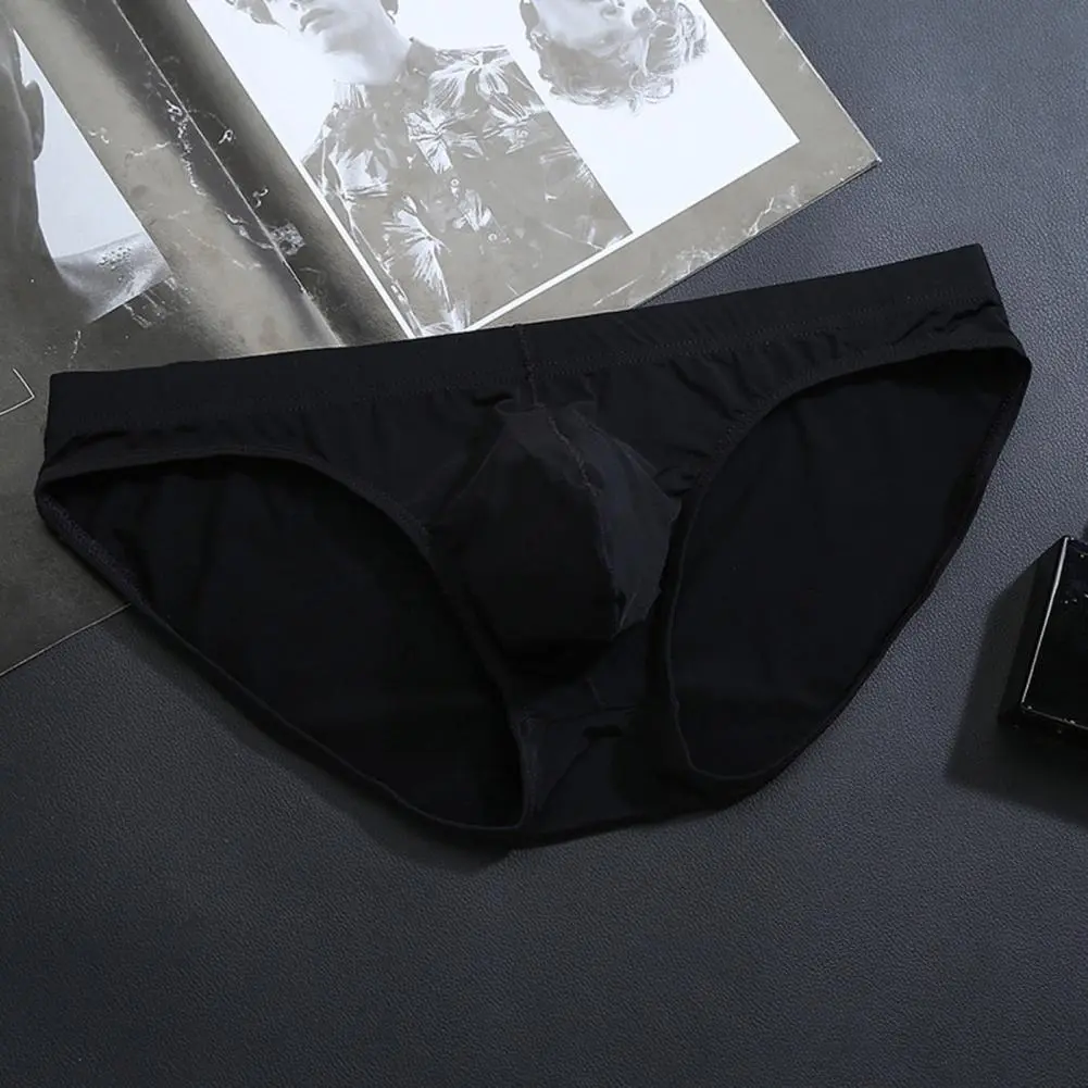 2025 M-3XL Men Underpants Low Waist Ice Silk Cooling Elastic Soft Breathable Quick Dry Elastic No Constraint U Convex Men Briefs