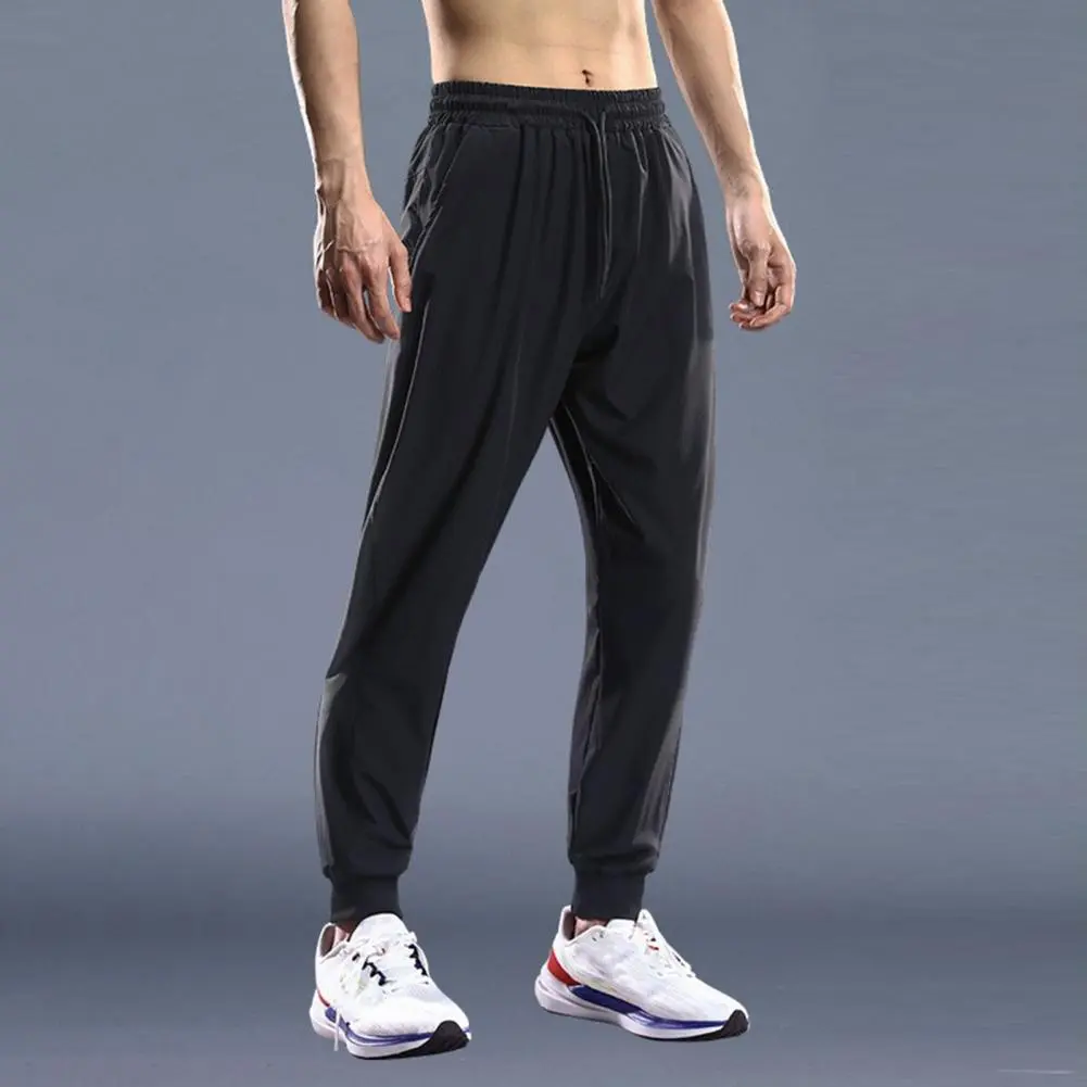 Men Casual Trousers Safe Pocket Design Trousers Men's Quick Dry Running Pants with Pockets for Gym Fitness Breathable Sportswear