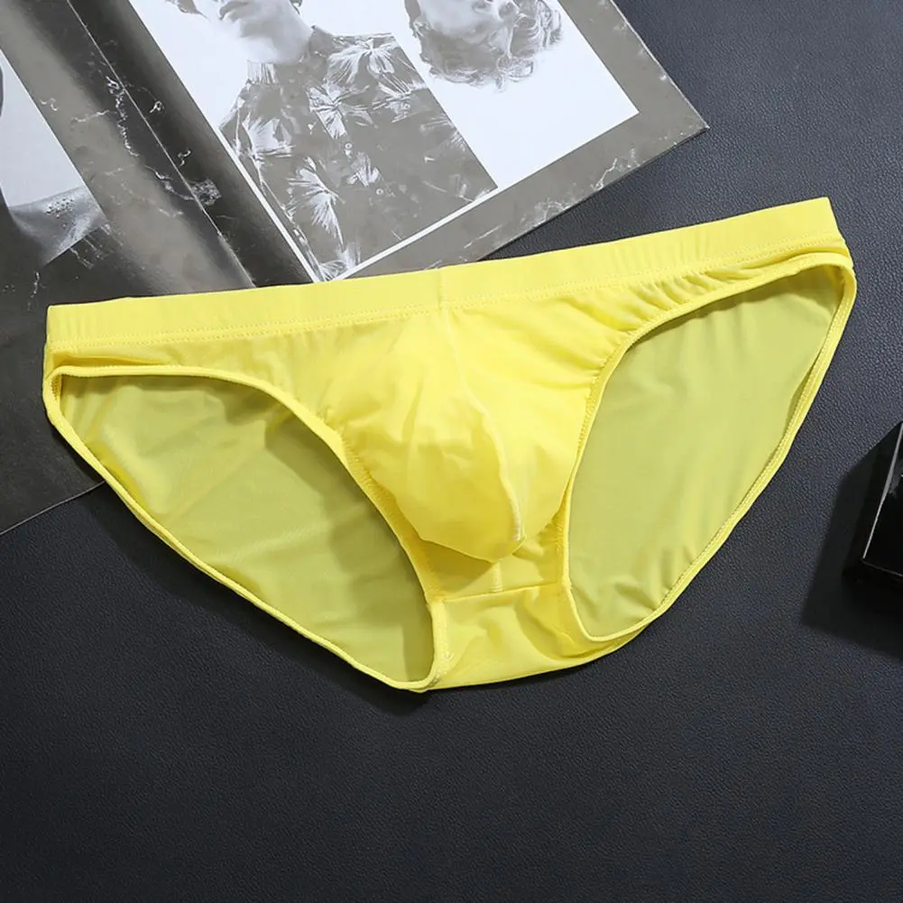 2025 M-3XL Men Underpants Low Waist Ice Silk Cooling Elastic Soft Breathable Quick Dry Elastic No Constraint U Convex Men Briefs