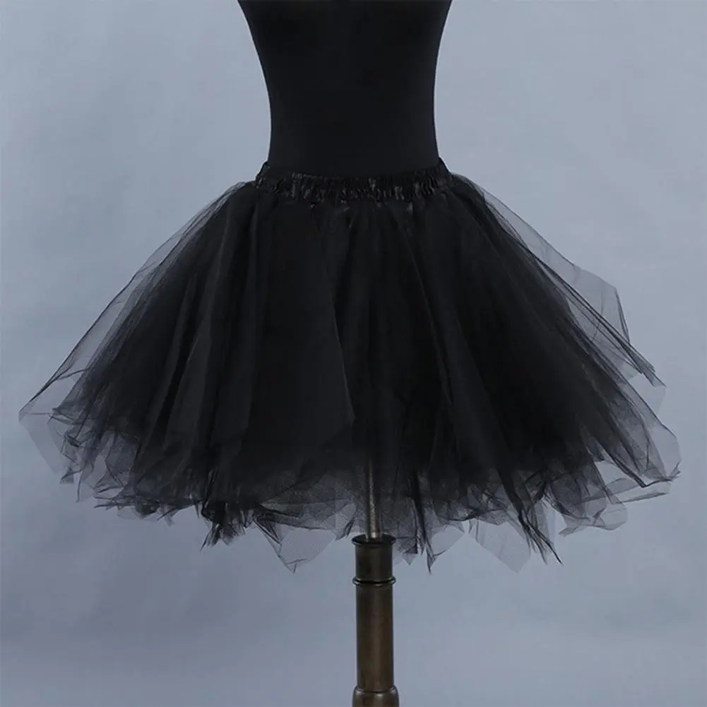 Multi-layered Candy Color Women Tulle Skirt A-line Big Swing Scattered Hem Solid Color High Elastic Waist Fluffy Pleated Skirts