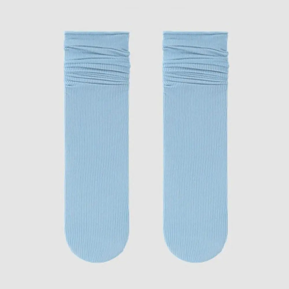 Solid Color Ankle Socks Fashionable Solid Color Socks Summer Breathable Ice Silk Crew Socks Set for Women Thin Mid-tube Pile