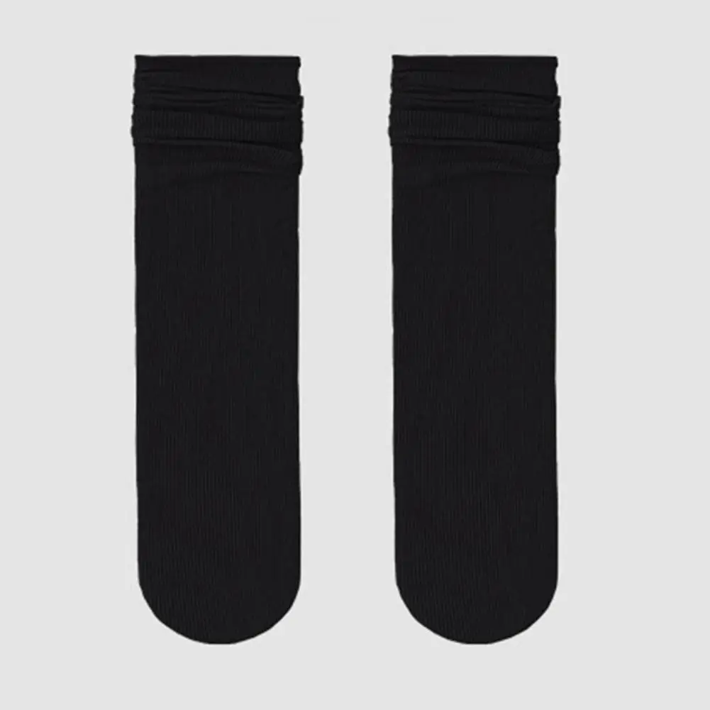 Solid Color Ankle Socks Fashionable Solid Color Socks Summer Breathable Ice Silk Crew Socks Set for Women Thin Mid-tube Pile