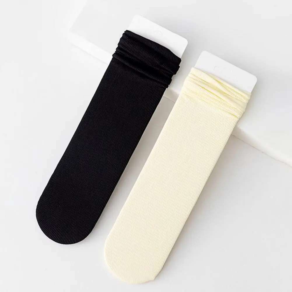 Solid Color Ankle Socks Fashionable Solid Color Socks Summer Breathable Ice Silk Crew Socks Set for Women Thin Mid-tube Pile