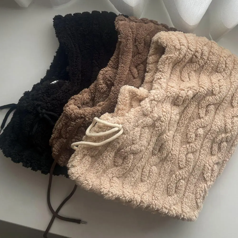 Solid Color Knit Hat Women Knitted Hat Sherpa Hood Winter Hat Scarf Combo for Men Women Windproof Ski with Ear for Hiking