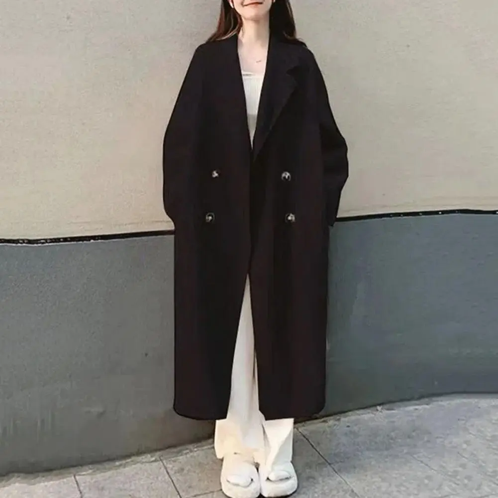 Double-breasted Women Trench Coat Autumn Winter Mid Length Overcoat Loose Lapel Thickened Spring Autum Jacket Women Outerwear