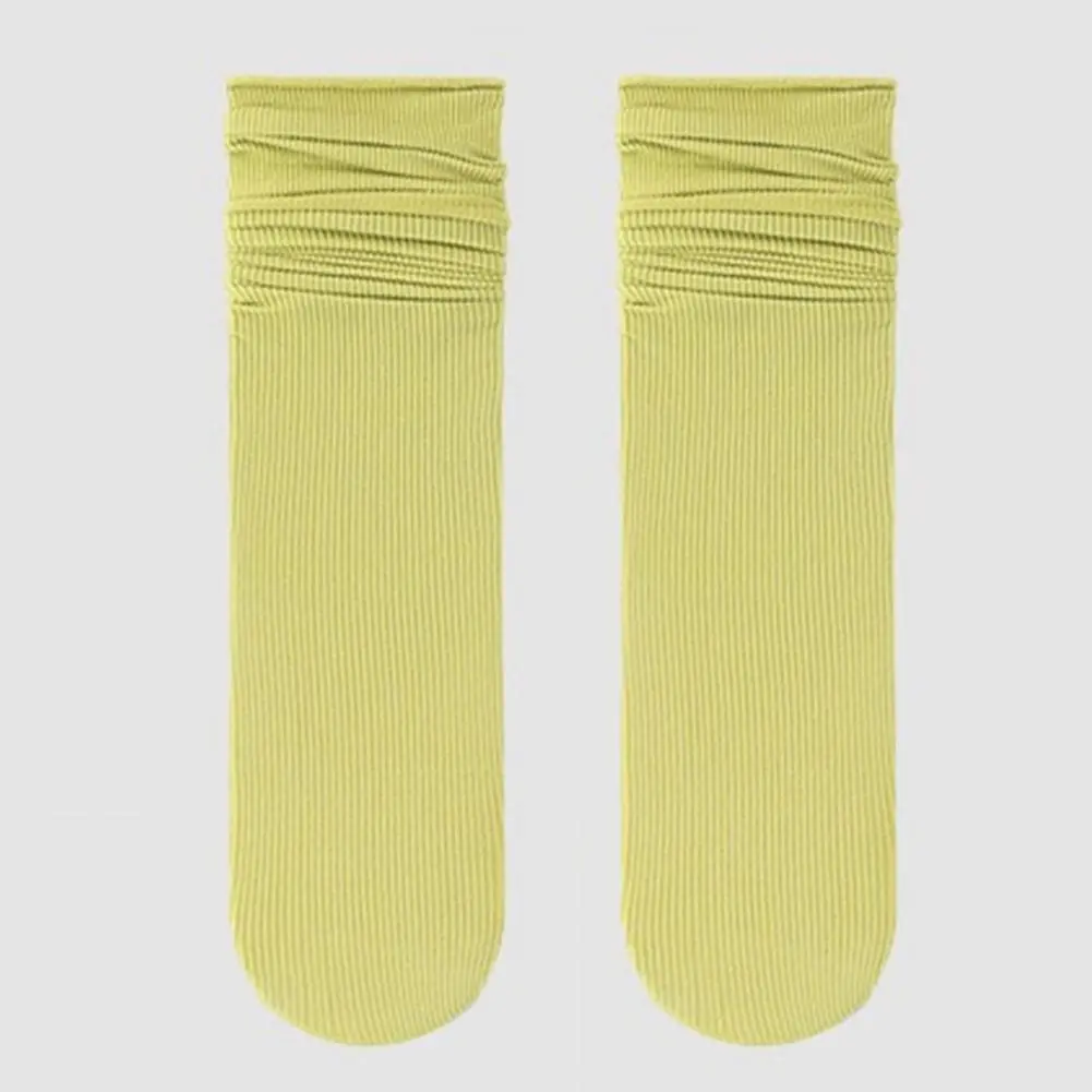 Solid Color Ankle Socks Fashionable Solid Color Socks Summer Breathable Ice Silk Crew Socks Set for Women Thin Mid-tube Pile