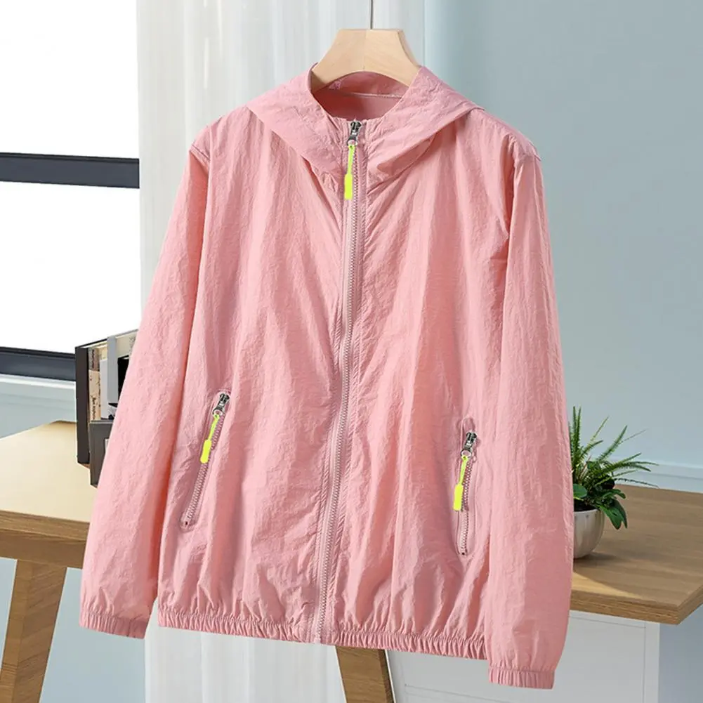 Sun Jacket Waterproof Quick Dry Windbreaker Hooded Fishing Hunting Clothes Zipper Side Pockets UV Jacket