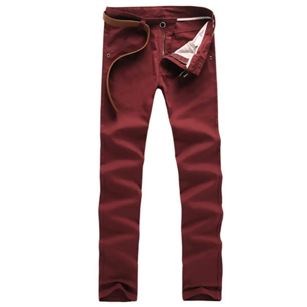Men Trousers Button Cotton Straight Long Pants Pockets Business Trousers Men's Business Casual Slim Fit Plus Size Basic Pants