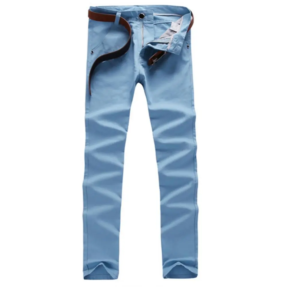 Men Trousers Button Cotton Straight Long Pants Pockets Business Trousers Men's Business Casual Slim Fit Plus Size Basic Pants