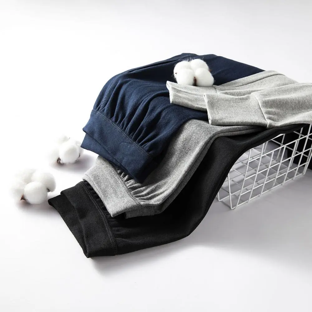 Cotton Men Thermal Underwear Bottoms Autumn Men Leggings Base Pants Elastic Waist Winter Three-dimensional Cut Base Pants