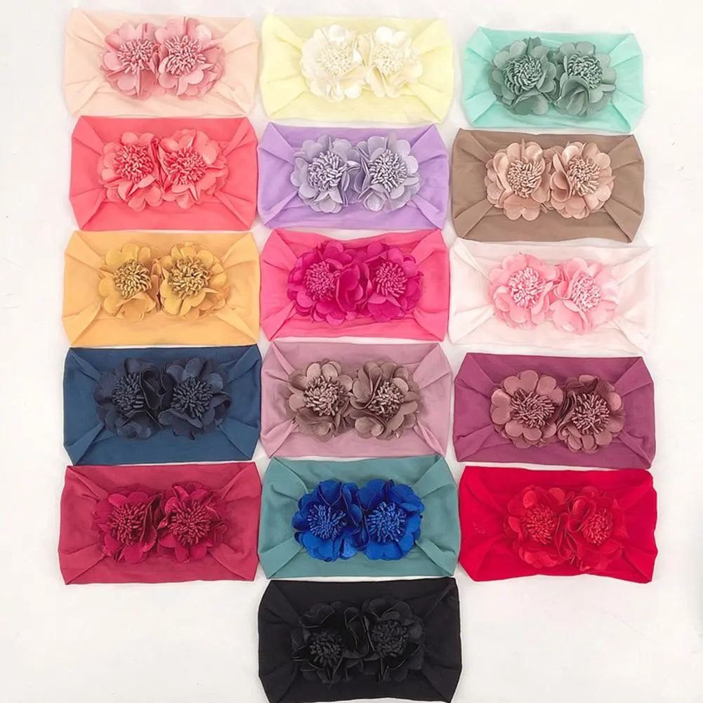 Baby Flower Hairband Broadside Headband Two Big Flowers  Newborn Bandana Toddler Head Wrap Band  Baby Boys Girls Infant Headband