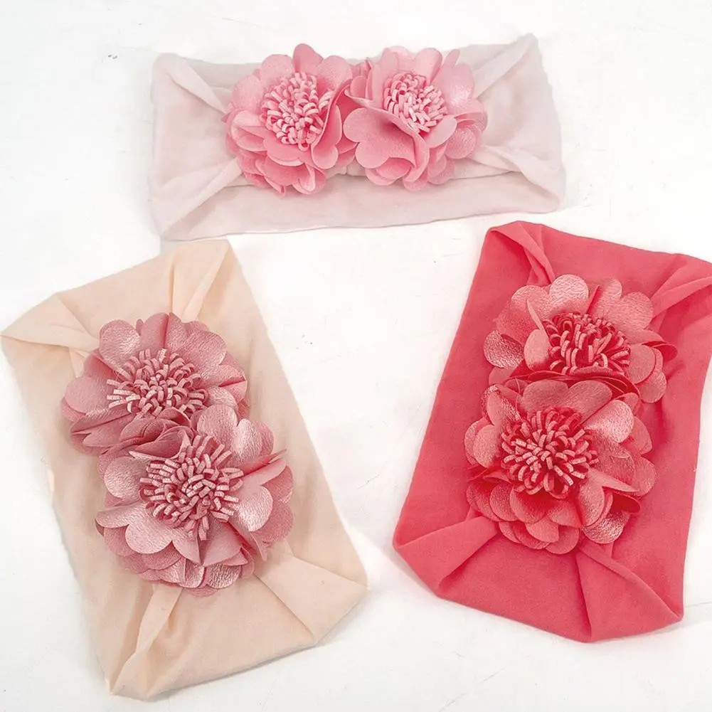 Baby Flower Hairband Broadside Headband Two Big Flowers  Newborn Bandana Toddler Head Wrap Band  Baby Boys Girls Infant Headband