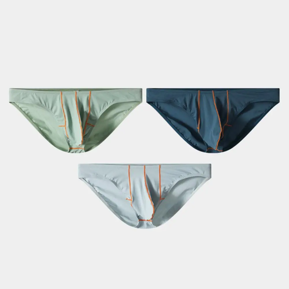 Versatile Men Underwear Elastic Men Underwear Men's Ultra-thin Ice Silk Briefs with Low-rise Elastic Waistband Solid for Comfort
