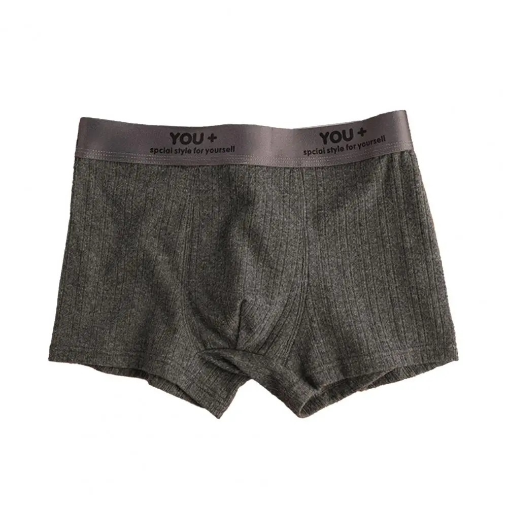 U-convex Panties Men's Breathable Elastic Mid-waist Boxer Briefs with Letter Print Design U-convex Support Comfortable for Men