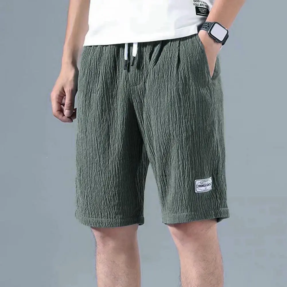 Wide Leg Running Shorts Ice Silk Mid-rise Elastic Drawstring Breathable Workout Shorts Casual Men Shorts Casual Men's Clothing