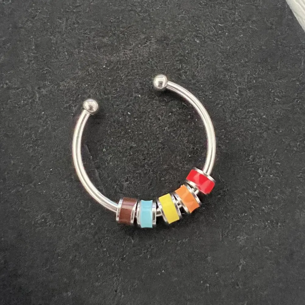 Finger Rings Enamel Bead Irregular Open Stacking Spinning Ring Finger Rings For Women Girls Trendy Aesthetic Jewelry Gifts