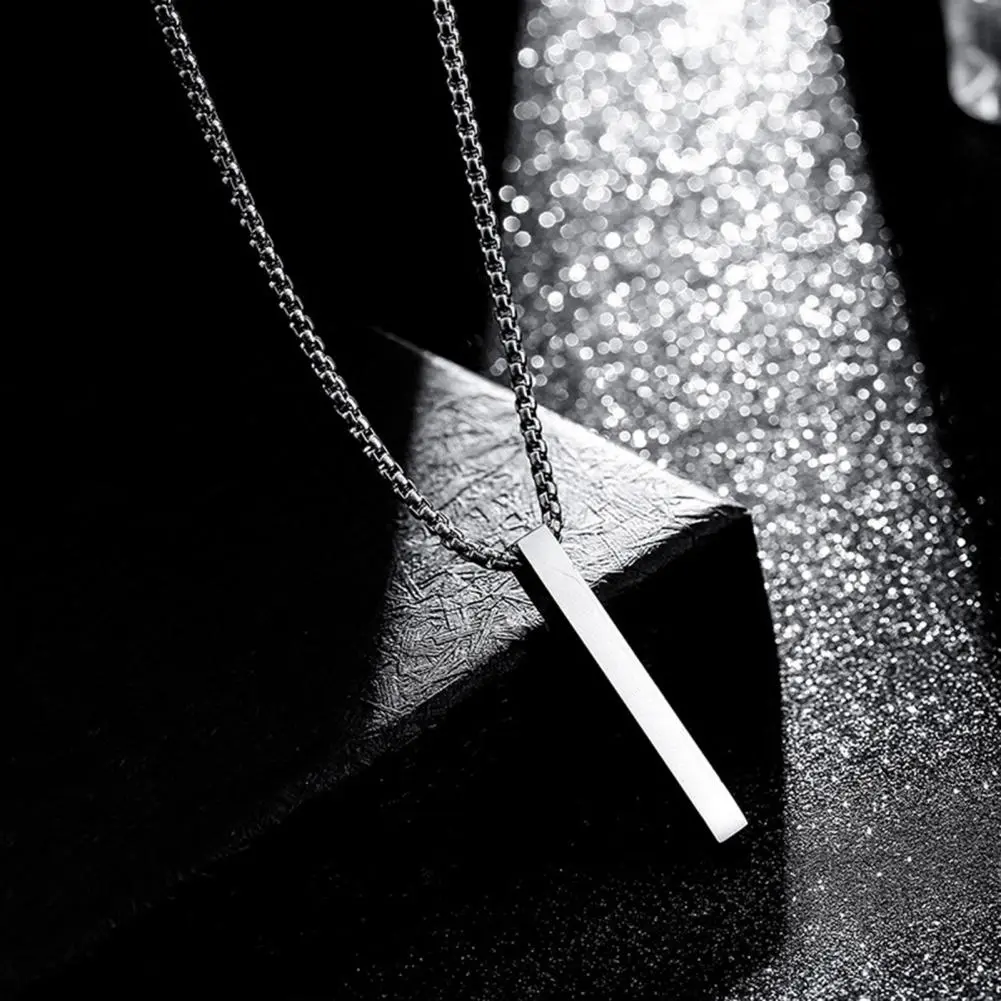 Pendant Necklace For Men Geometric Rectangle Pendant Cool Hip Hop Metal Necklace Jewelry Gift Male Pendant Decor Necklace Chain